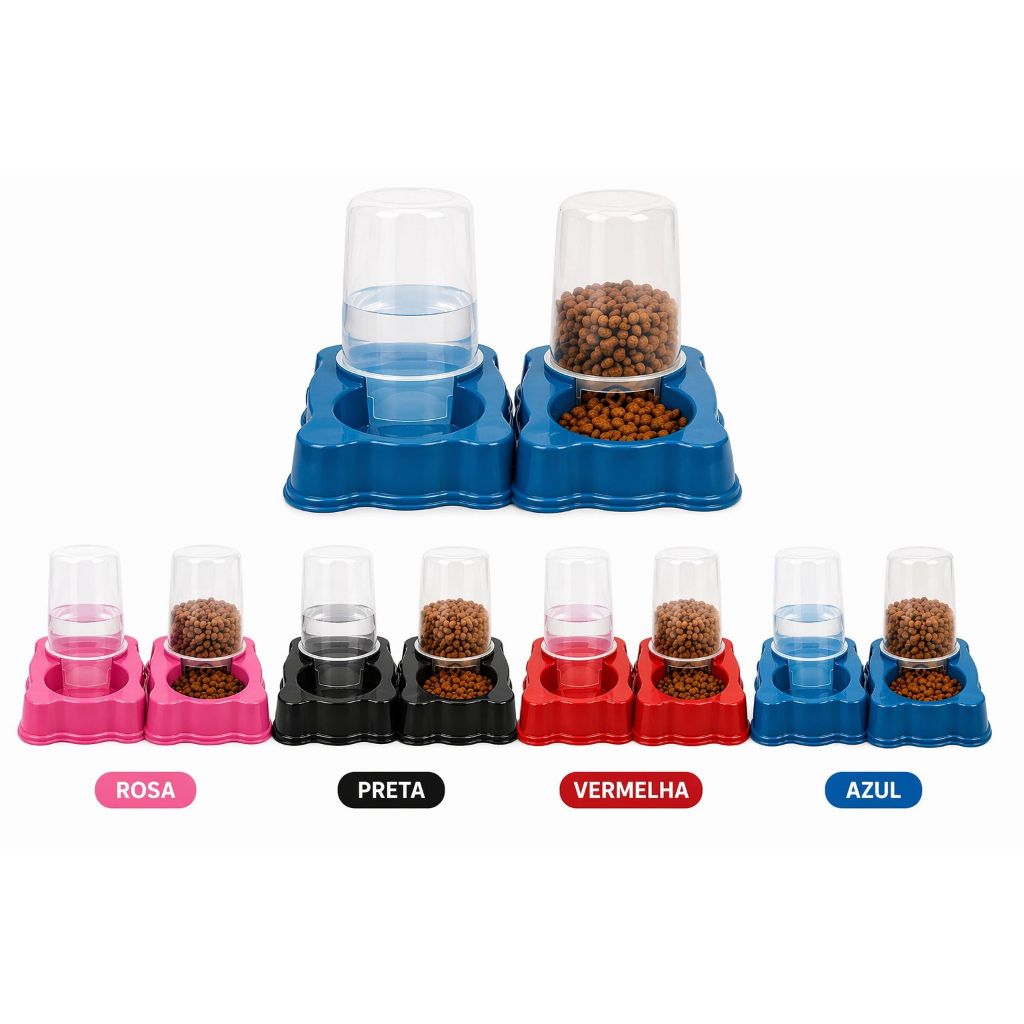 DISPENSER DE ÁGUA E RAÇÃO AUTOMÁTICO PARA CÃES E GATOS 2 UN