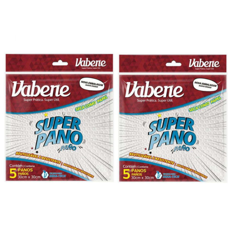 Pano de limpeza para pia multiuso 30x30cm branco - 2 emb. com 5 cada total 10 unidades Vabene