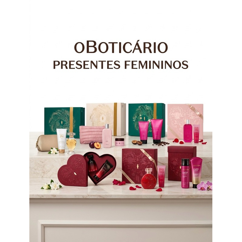 O Boticário Kit Presente Feminino: Floratta Red, Egeo Choc, Egeo Dolce, Botica 214, Lily, Boticollection, Botik,