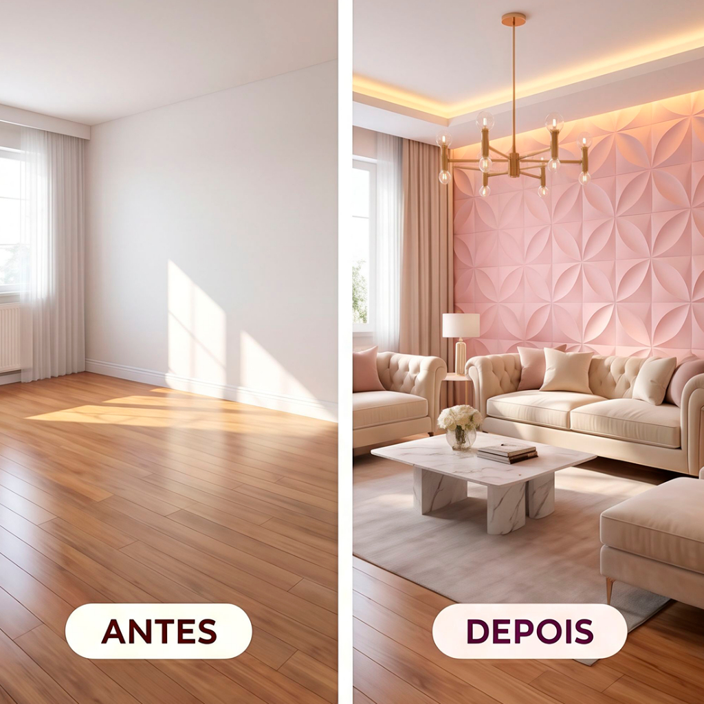Papel de Parede Adesivo Para Quarto Feminino Rosa Pétala Salão 3D — imagem 2 de 2