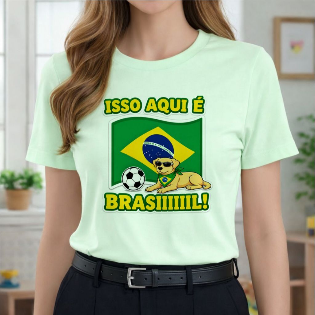 Tshirt VERDE Blusa feminina , ISSO AQUI É BRASIL, COPA DO MUNDO 2026, CARAMELO , CRISTÃ , CAMISETA  UNISSEX, PLUS SIZEE