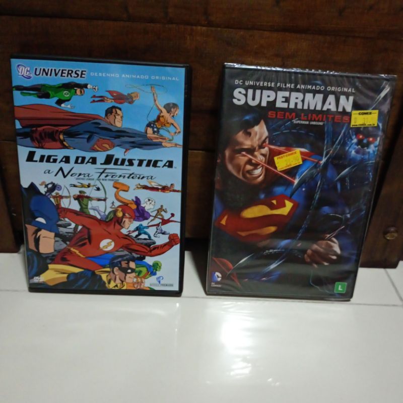 DVDs originais Superman Sem Limites e Liga da Justiça A Nova Fronteira.
