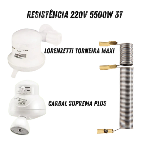Resistência Torneira Maxi e Cardal Suprema Plus Similar Blukit 220v 5500w 3T