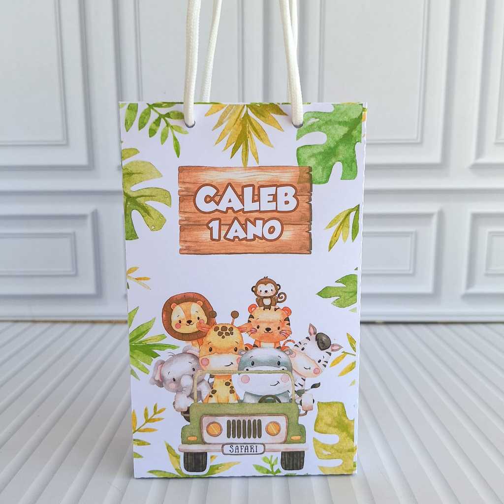 Sacolinha SAFARI - Pegue e Monte - Lembrancinha - personalizados - aniversário - caixinhas