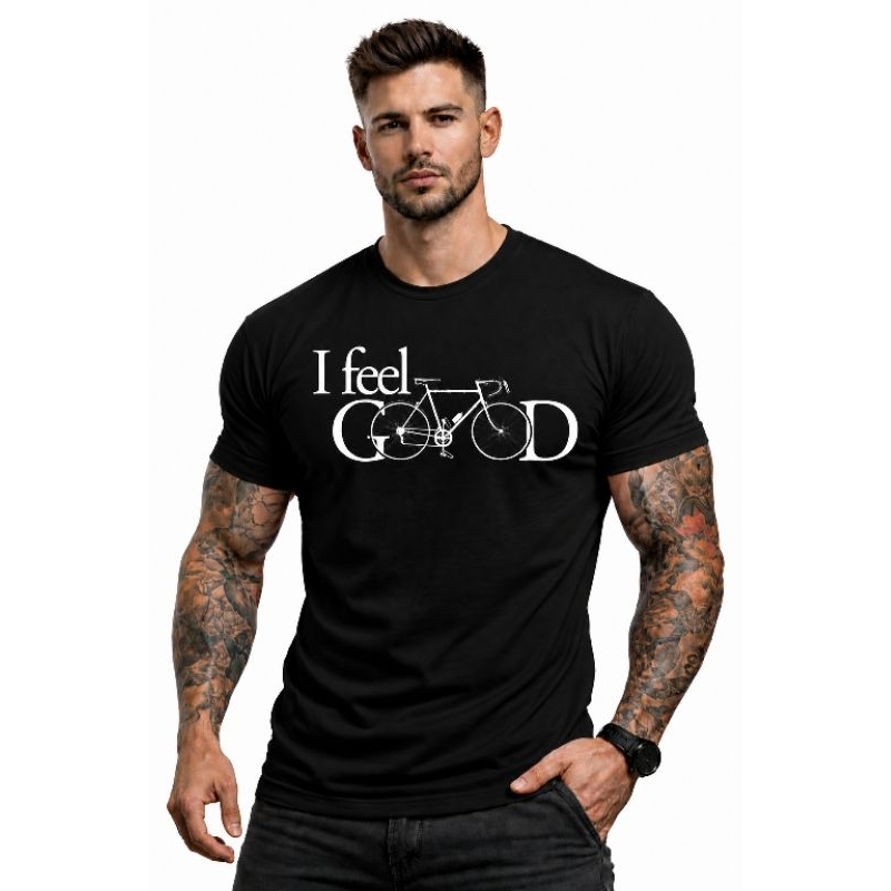 camiseta ciclismo masculina ,frase Ifeel goods =Eu Me sinto bem!