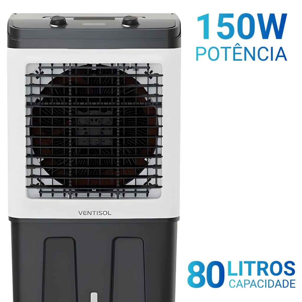 Climatizador Ventisol 80 Litros Ventilador Portátil 150w Industrial Umidificador Grande Silencioso