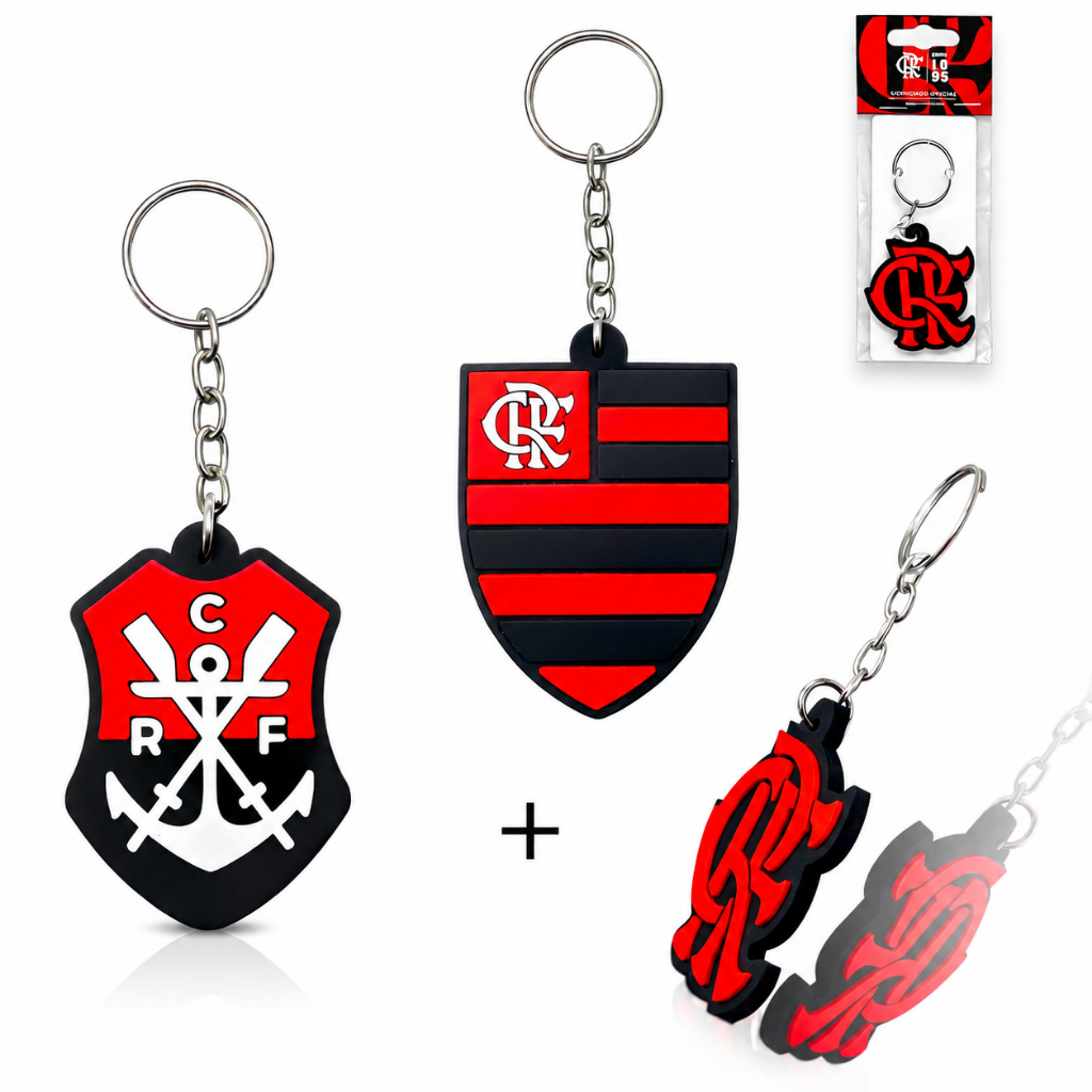 CHAVEIRO FLAMENGO OFICIAL  EMBORRACHADO - KIT OFICIAL CRF, ESCUDO E BRASÃO REMO