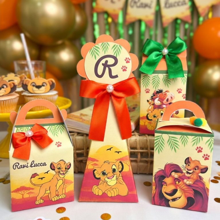 Envio rápido - Caixinhas milk piramide personalizadas tema Rei leão para lembrancinha festa infantil
