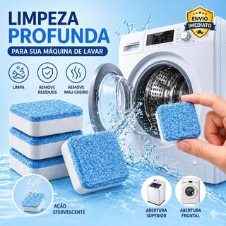 Kit Pastilhas Efervescentes para Máquina de Lavar – Remove Mau Cheiro, Resíduos e Sujeira