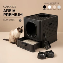 Caixa de Areia Premium Para Gato Sanitário Fechado Furba Grande Sandbox Luxo Com Comedouro e Pá