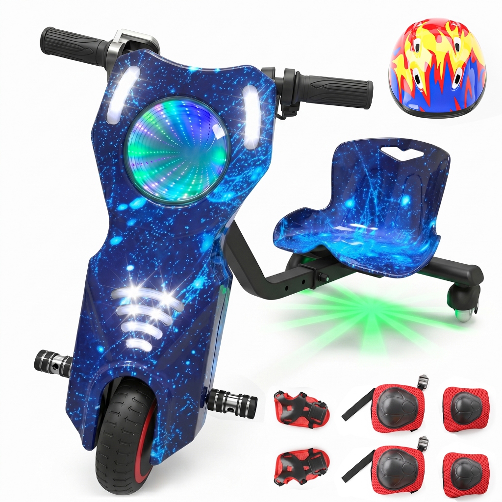 Triciclo Elétrico Drift Motorizado 150w Adulto/Infantil 6.5" Polegadas 3 Velocidades Bluetooth Led
