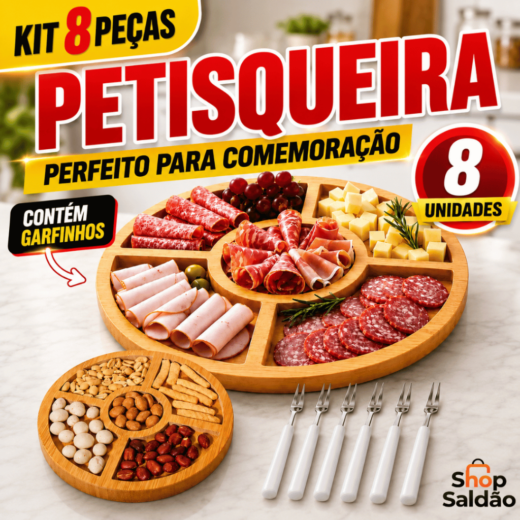 Petisqueira Redonda Frios Queijo c/ Encaixe Ramekin Garfinhos Gamela de Madeira Escolha Variação