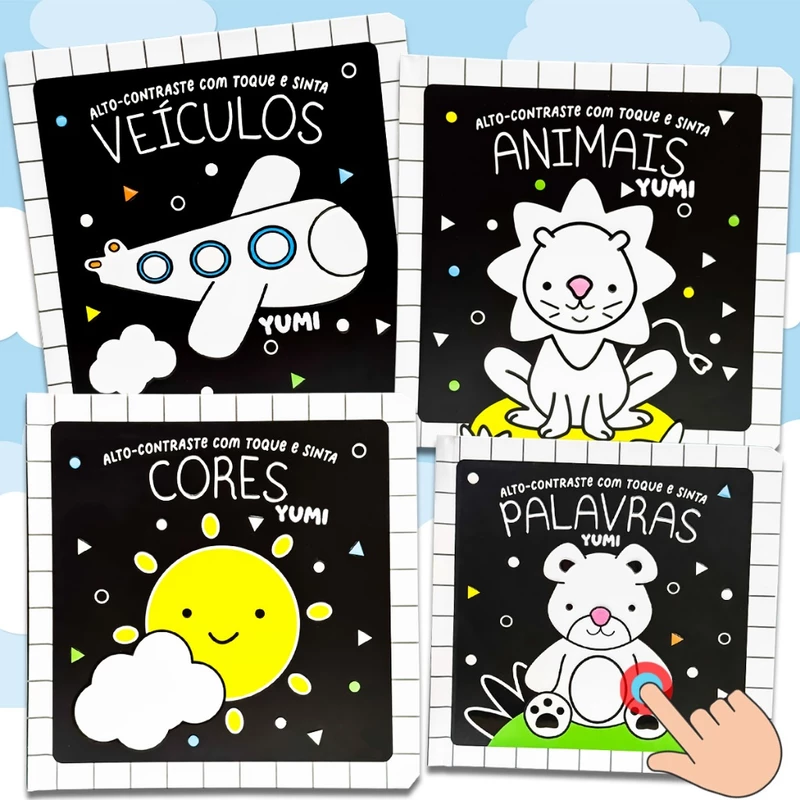 Livro de Alto Contraste Interativo para Bebês de 0 a 6 Meses