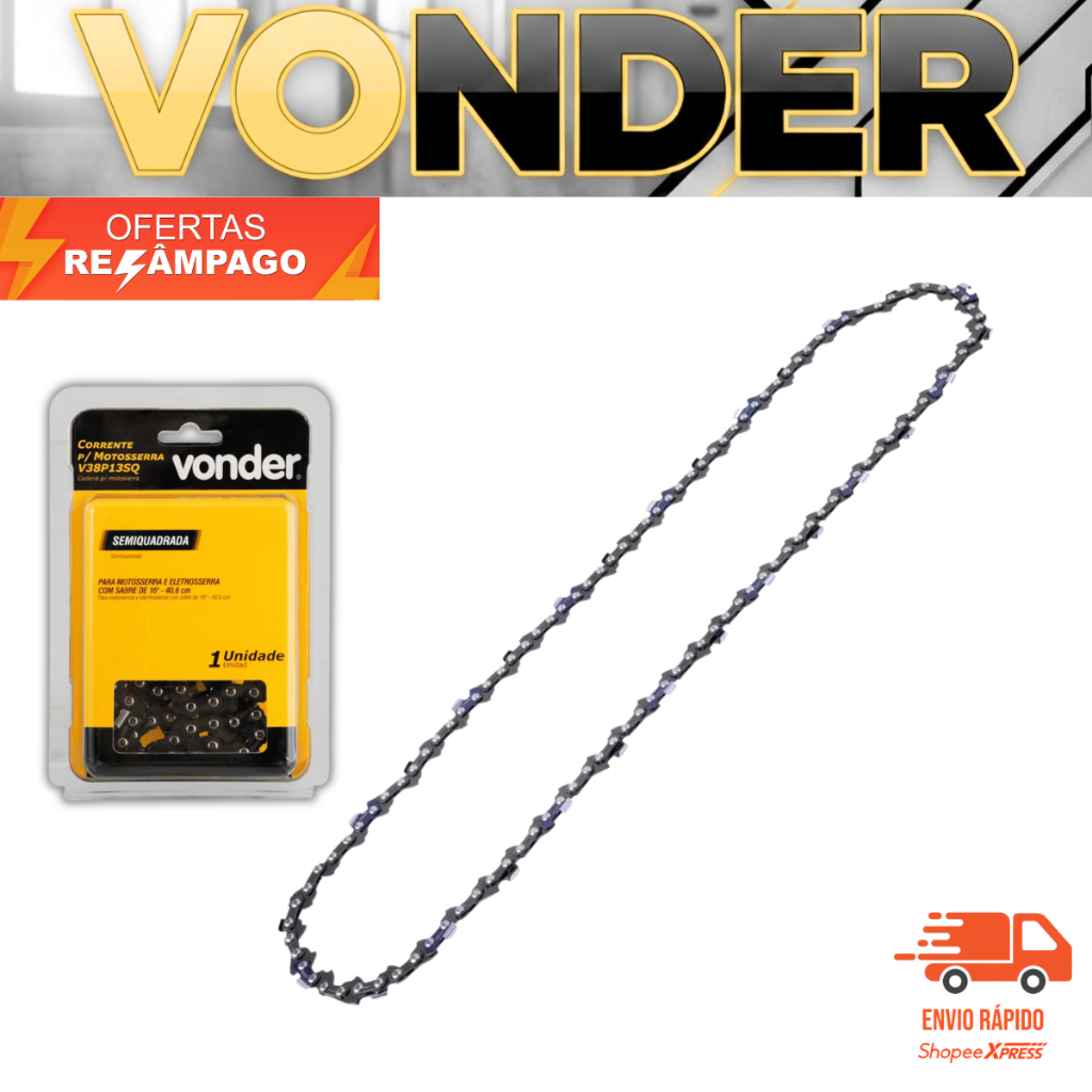 Corrente Motosserra Eletrosserra 16" Vonder Todos os Modelos V38P13SQ 57 Elos 3/8