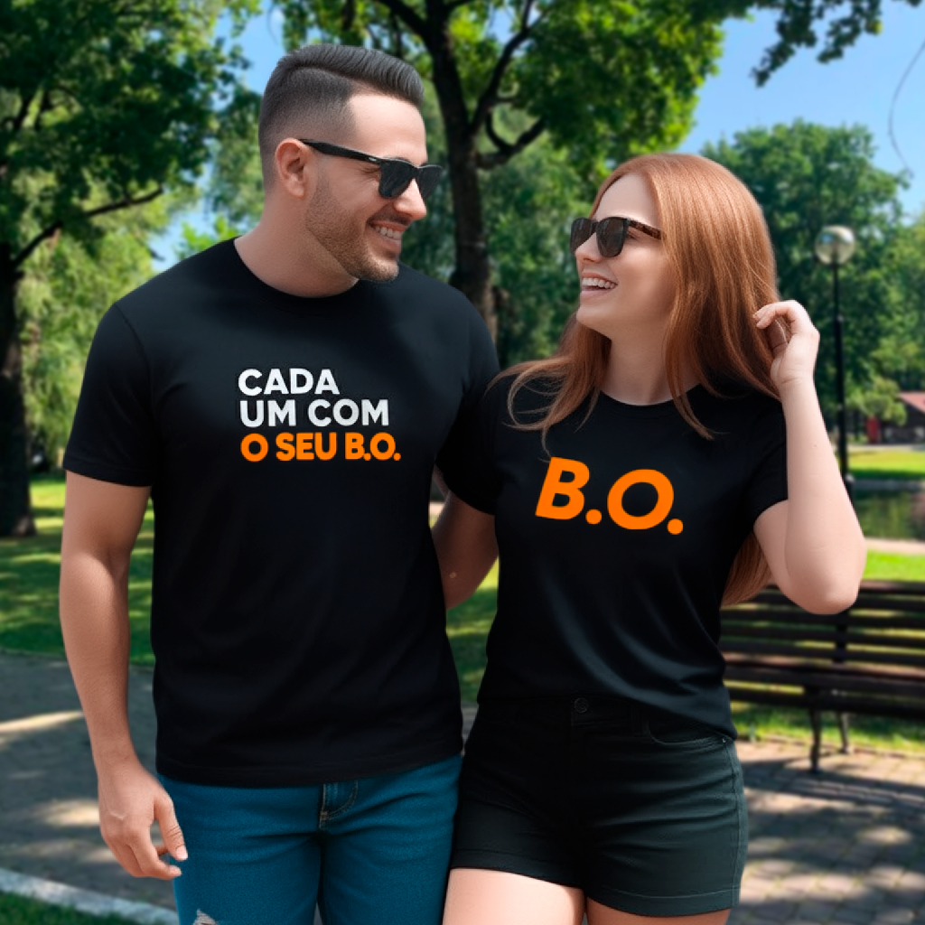 Camiseta Casal Cada Um Com o Seu B.O. Kit Namorados Engraçada 100% Algodão Premium
