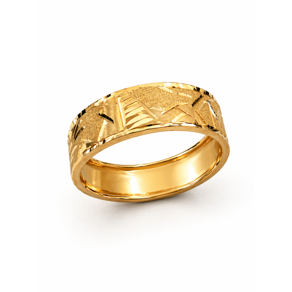 Aliança Escrava Desenho Egipcio 6mm Ouro 18k 750