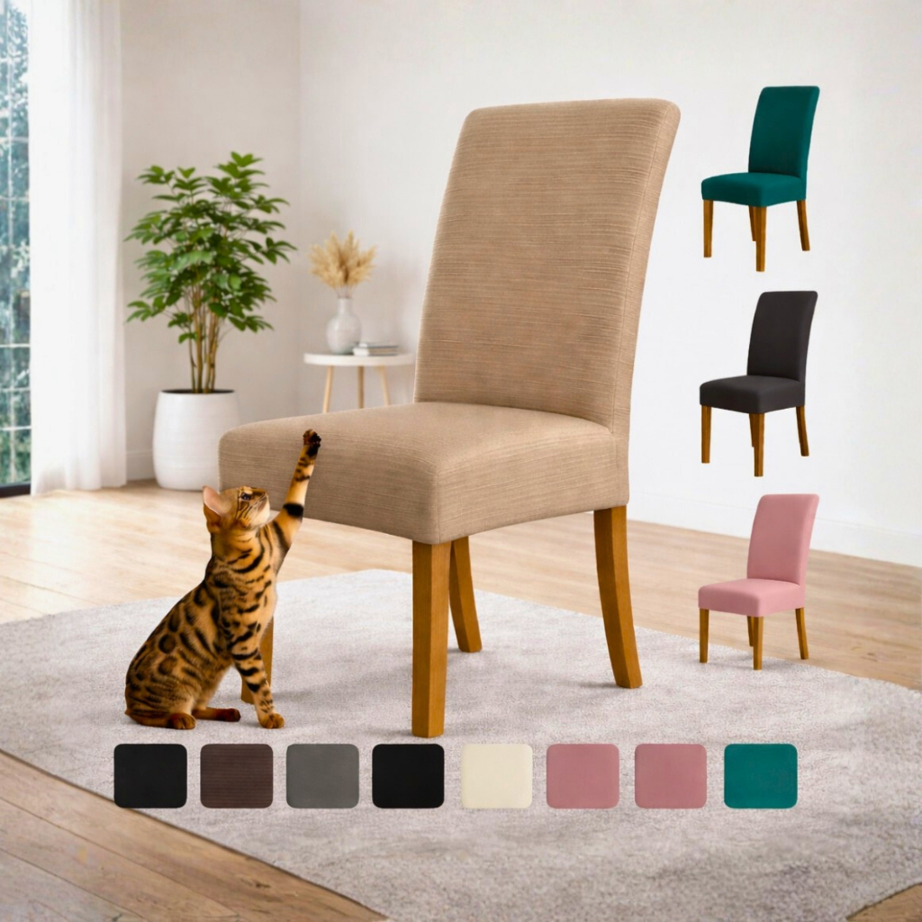 Kit 6 Capas para Cadeira de Jantar em Malha com Elástico