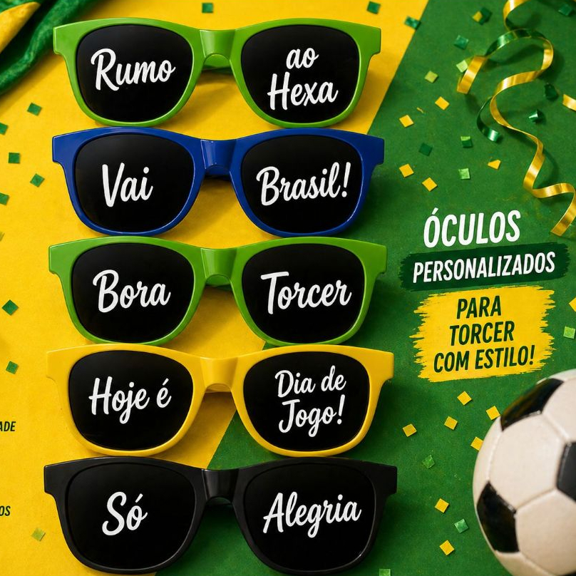 Óculos Brasil Copa do Mundo 2026 Personalizado Classico Retro Cores