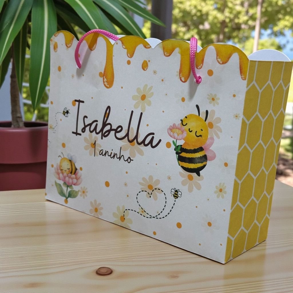 Kit sacolinha personalizada abelhinha - pegue e monte festa infantil decoração aniversário lembrancinha