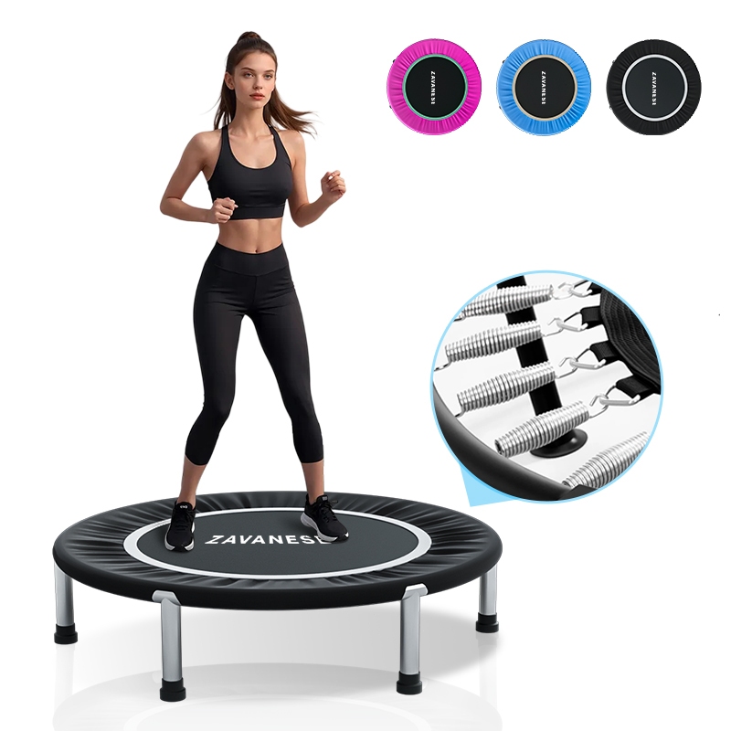 Professional Jump Trampoline With Cover Skirt Diameter 1 M 200kg Gym Elastic Fitness Residential Black with Reinforcemen