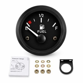 Medidor de Nível de Combustível 2" 52mm, Branco/Preto, Aro Preto 12V, 240-33 Ohms para Carros