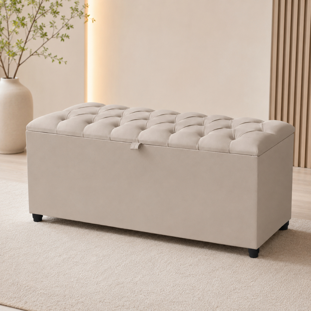 Recamier Sara Sala 80 CM Quarto Escritório Armazenamento Bau Estofado Minimalista Moderno Calçadeira Sapateira