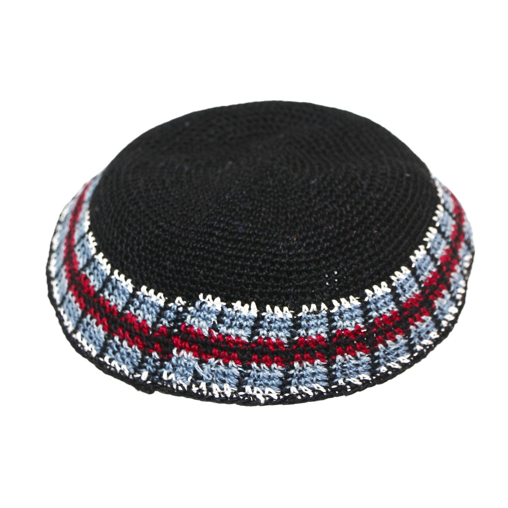 Kipa Judaico Crochê /original De Israel PRETO COM VERMELHO
