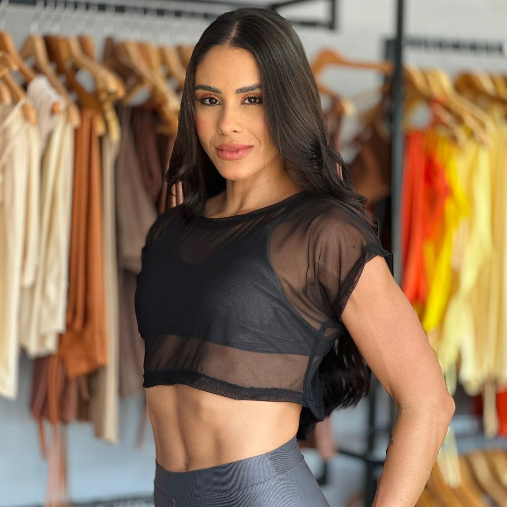 CROPPED TULE Telinha Fitness Feminina – Saída de Academia