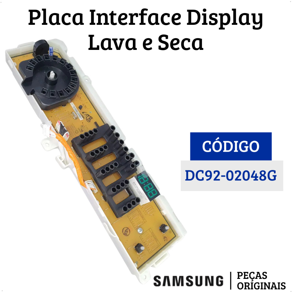 Placa Interface Display Lava Seca Samsung Original DC92-02048G 110v 127v WD11 WD10