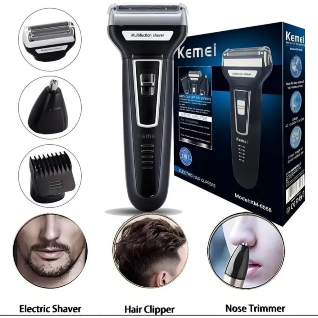 Aparador Masculino 3 em 1 KM6558 Profissional Recarregável USB Uso Diário