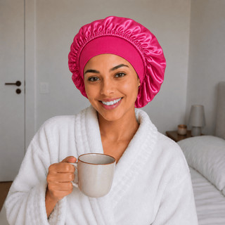 Touca de Cetim Dupla Face com Faixa Ajustável Antifrizz Toca de Cetim para dormir