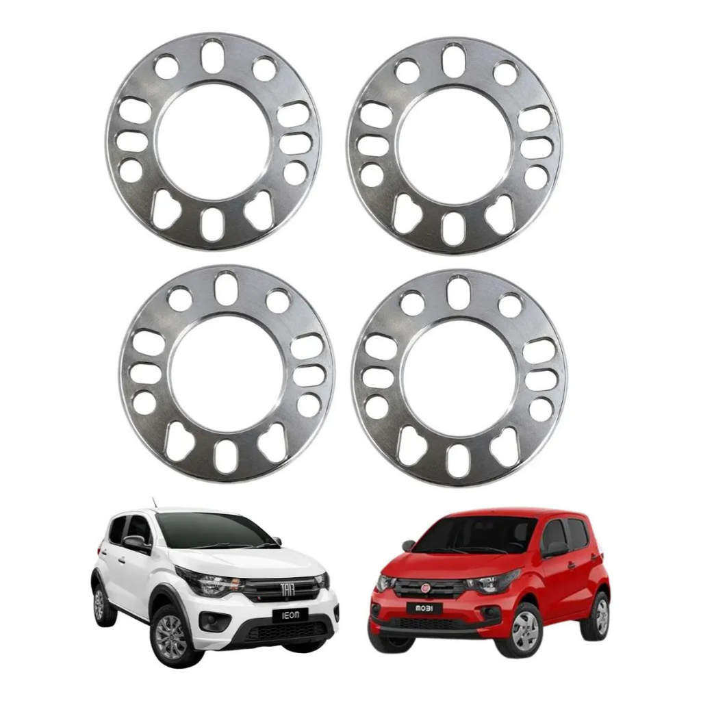 Kit 4 Espaçador 7mm Alargador Roda Mobi 4x98 4 E 5 Furos