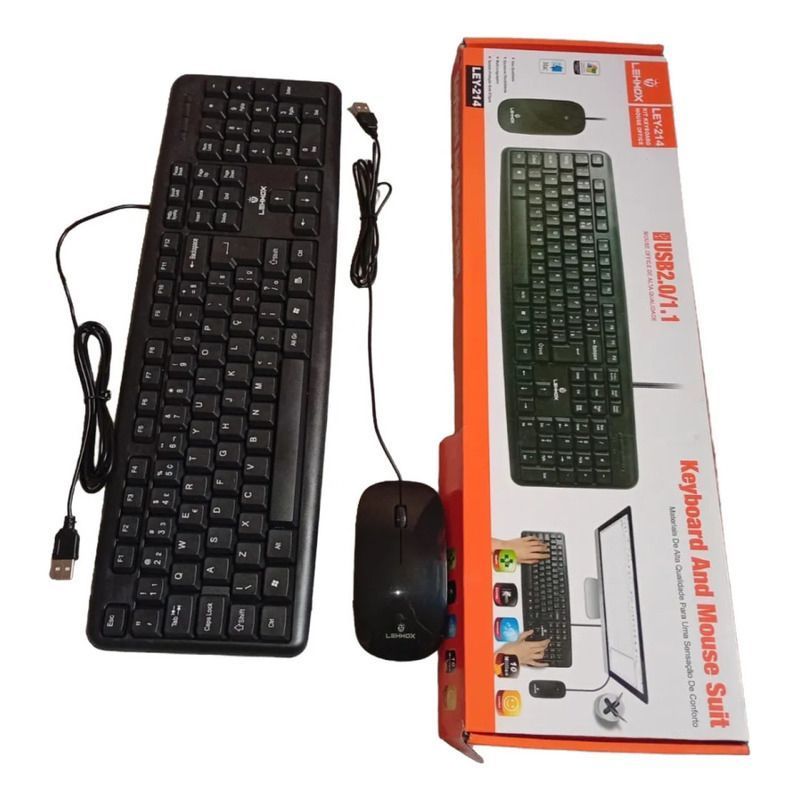 Kit Teclado E Mouse Com Fio Usb Lehmox Ajustável Informática LEY-214