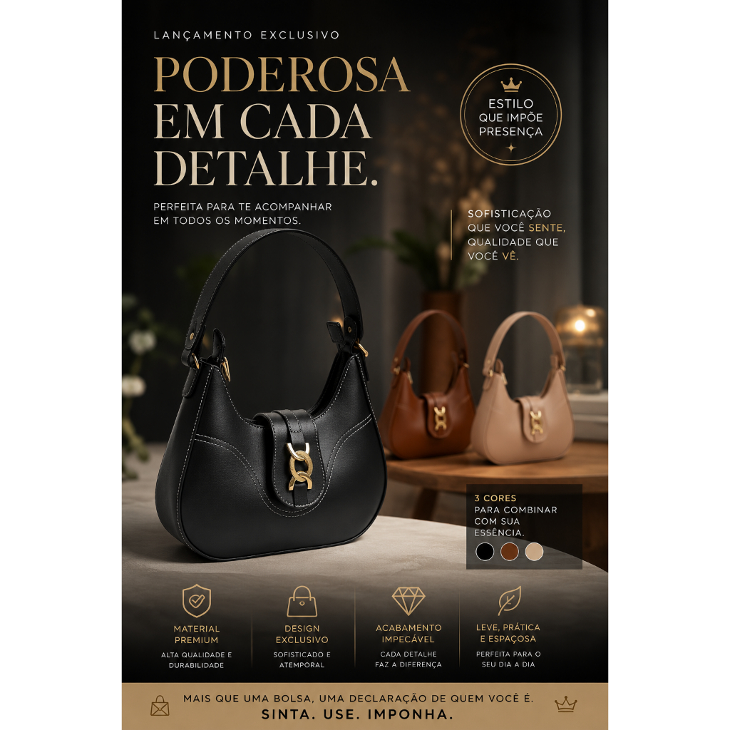 Bolsa Lunna  Feminina Baguete Média De Ombro Estilosa Casual
