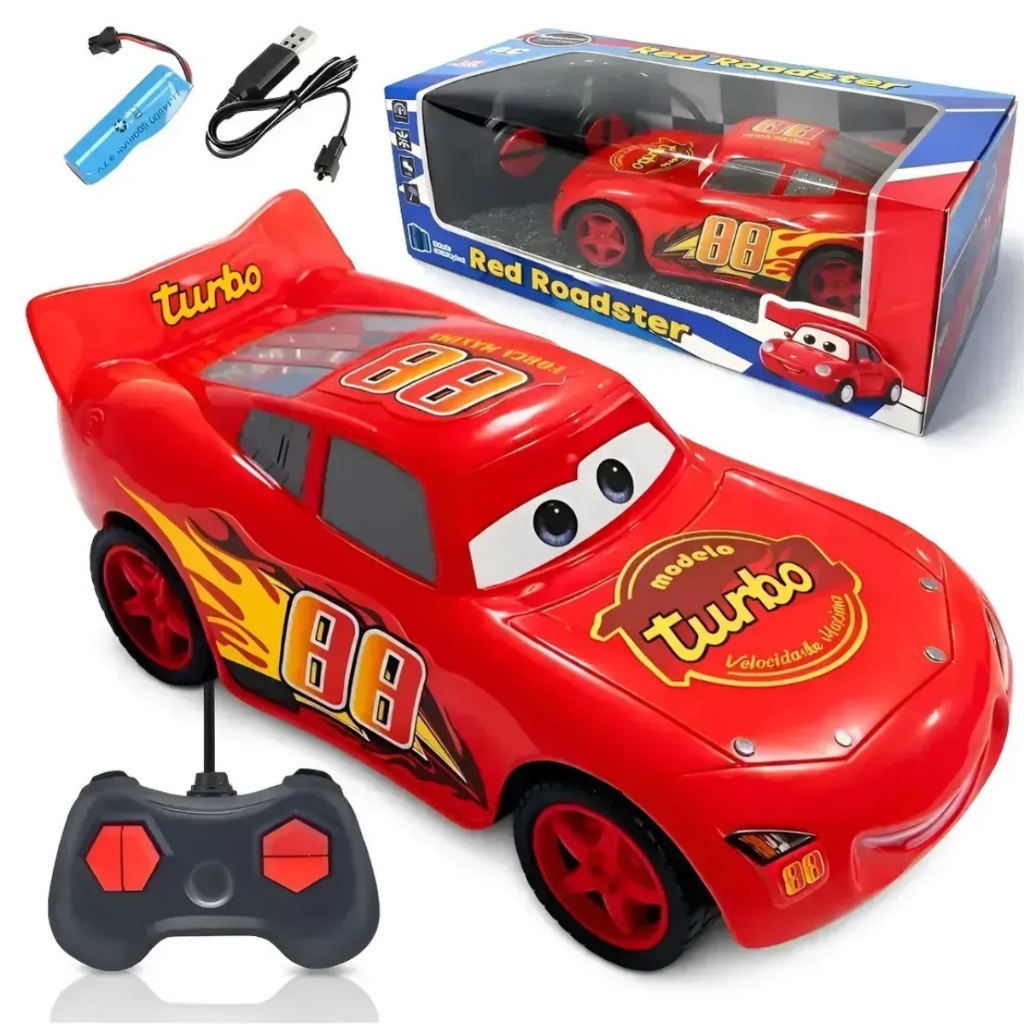Carrinho Relâmpago McQueen Controle Remoto Recarregável Com Luz LED Carro RC Filme Cars Disney Pixar Turbo Drift Brinque