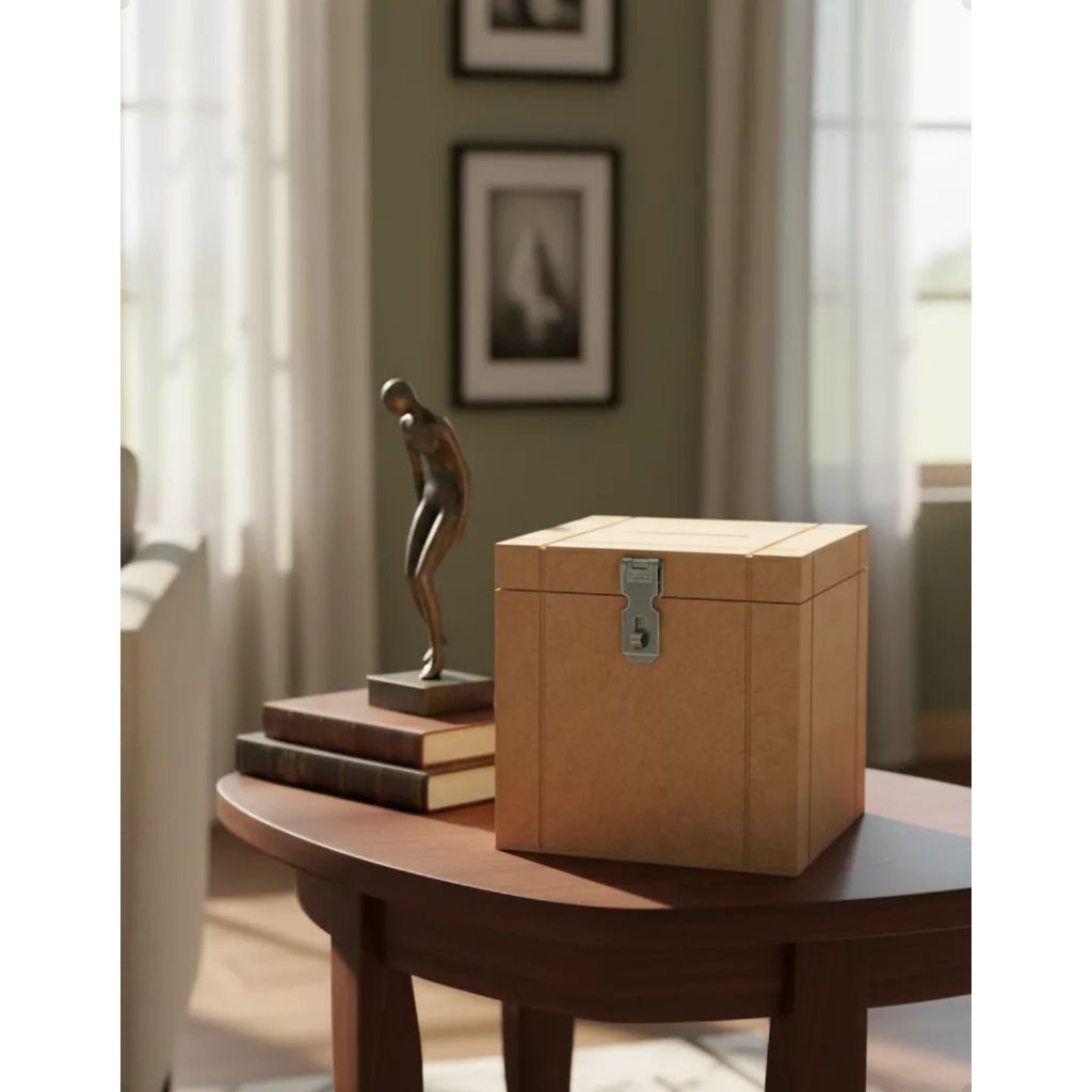 Cofre Cubo Mdf + Cadeado