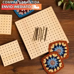 Placa de Blocar Pinus Premium para Crochê, Tricô e Artesanato – 20cm e 30cm