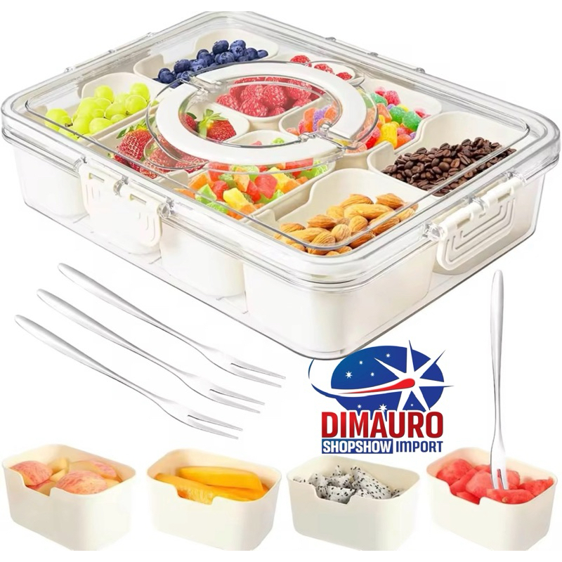 Pote Organizador Geladeira Hermético Multiuso Com 8 Divisórias Para Alimentos e Verduras
