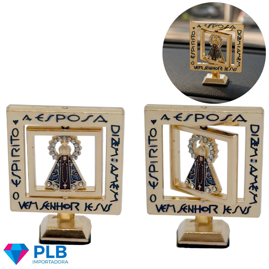 Kit 12 Nossa Senhora Aparecida Imagem Nicho Carro Metal Santinha Painel Dourado Miniatura Decoração