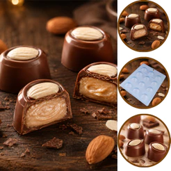 1~10 Forma Simples Bombom Amêndoa 721-(B4) em Acetato BWB Para Bombom e Doces de Chocolate e Confeitaria(CHOCO)