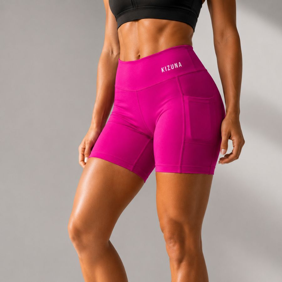 Short Feminino Fitness Premium Kizuna Bermuda de Bolso Lateral Meia Coxa Suplex de Alta Tecnologia Zero Transparencia