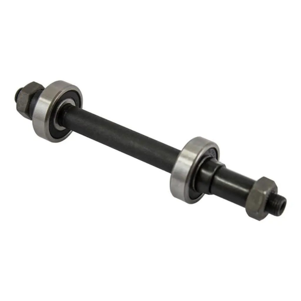 EIXO TRASEIRO FURADO 3/8 145MM COM ROLAMENTO PARA BLOCAGEM BICICLETA MTB SPEED COM ESPAÇADOR
