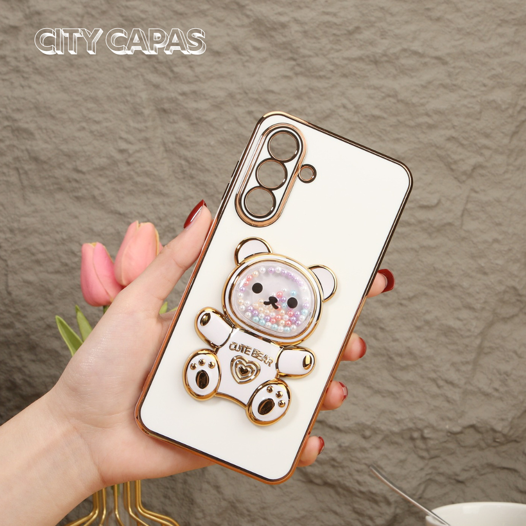 City Capas - Capinha Galaxy A55 A35 A25 A15 A05 A54 A34 A24 A14 A04 M54 M34 M14 M04 com Suporte Urso