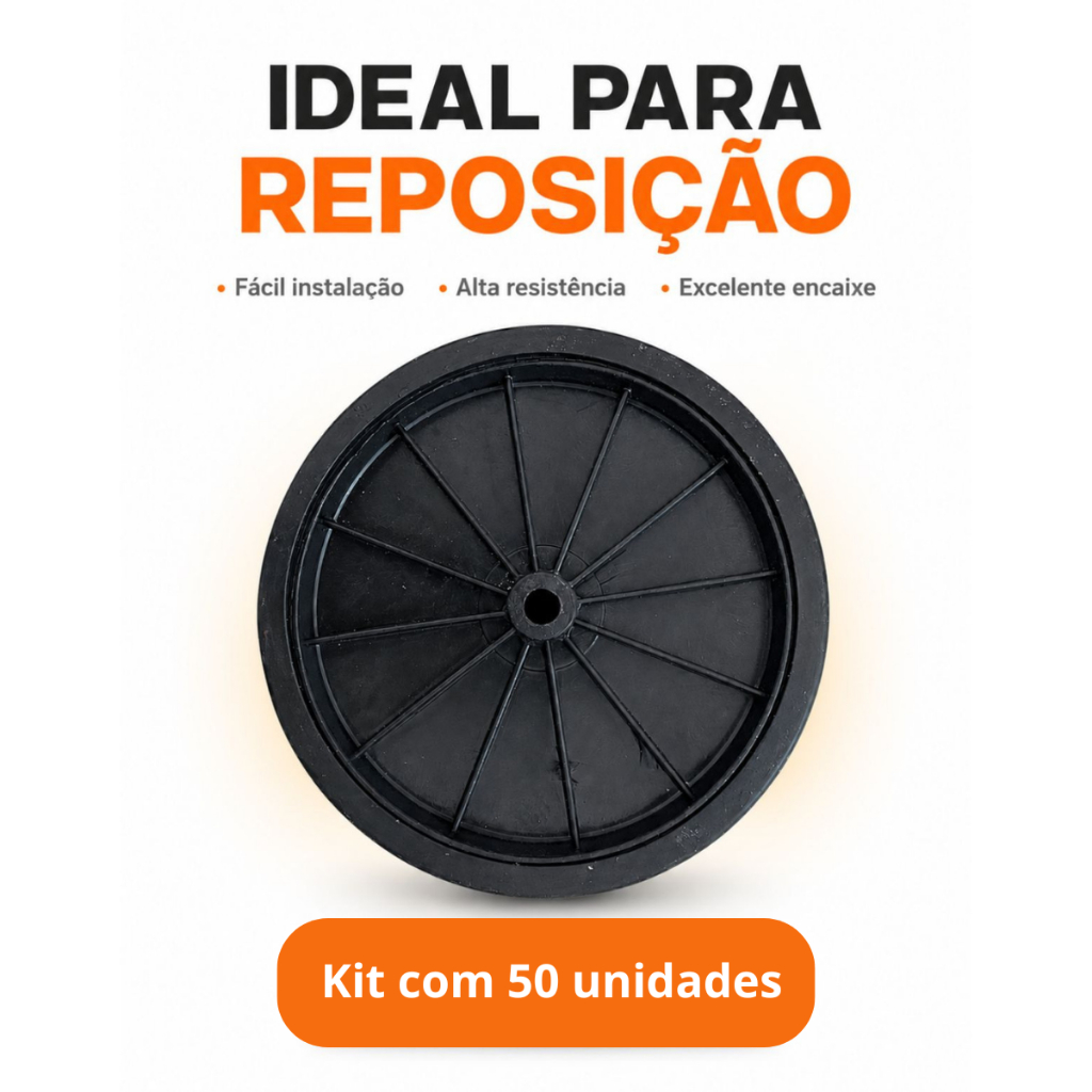 Kit 50 Rodinhas Reforçada Roda Para Carrinho De Feira Mercado 15cm | Peça de Reposição