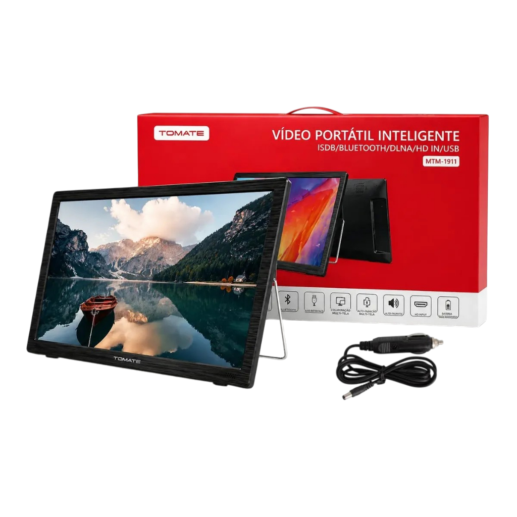 Tv Portátil Digital Monitor Portátil 19 Polegadas + Carregador 12V Tomate MTM-1911
