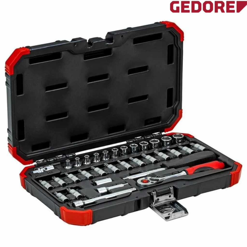 Jogo Soquete 1/4 Sextavado 33 Pçs Catraca Gedore Vermelho R49003033