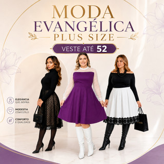 Vestido Plus Size Moda Evangélica Social Forrado Rodado Manga Longa godê Midi Preto Roupas de inverno Babado Renda