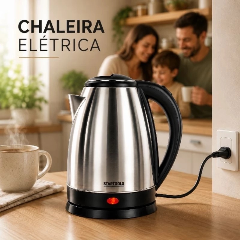 Chaleira Elétrica Inox 2L Aquecimento Rápido Desligamento Automático Segura e Potente