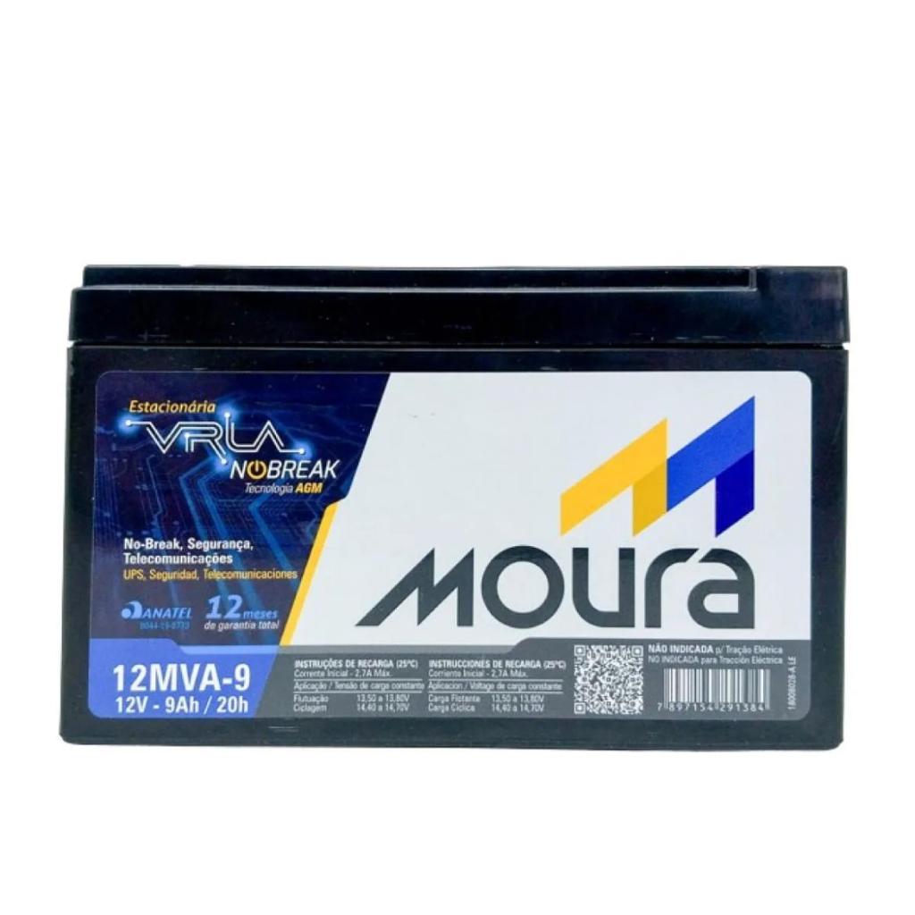 KIT 3 BAT DA MOURA 12V 9AH PARA NO BREAK , ALARMES , AUTOMAÇÃO , CERCA ELETRICA.
