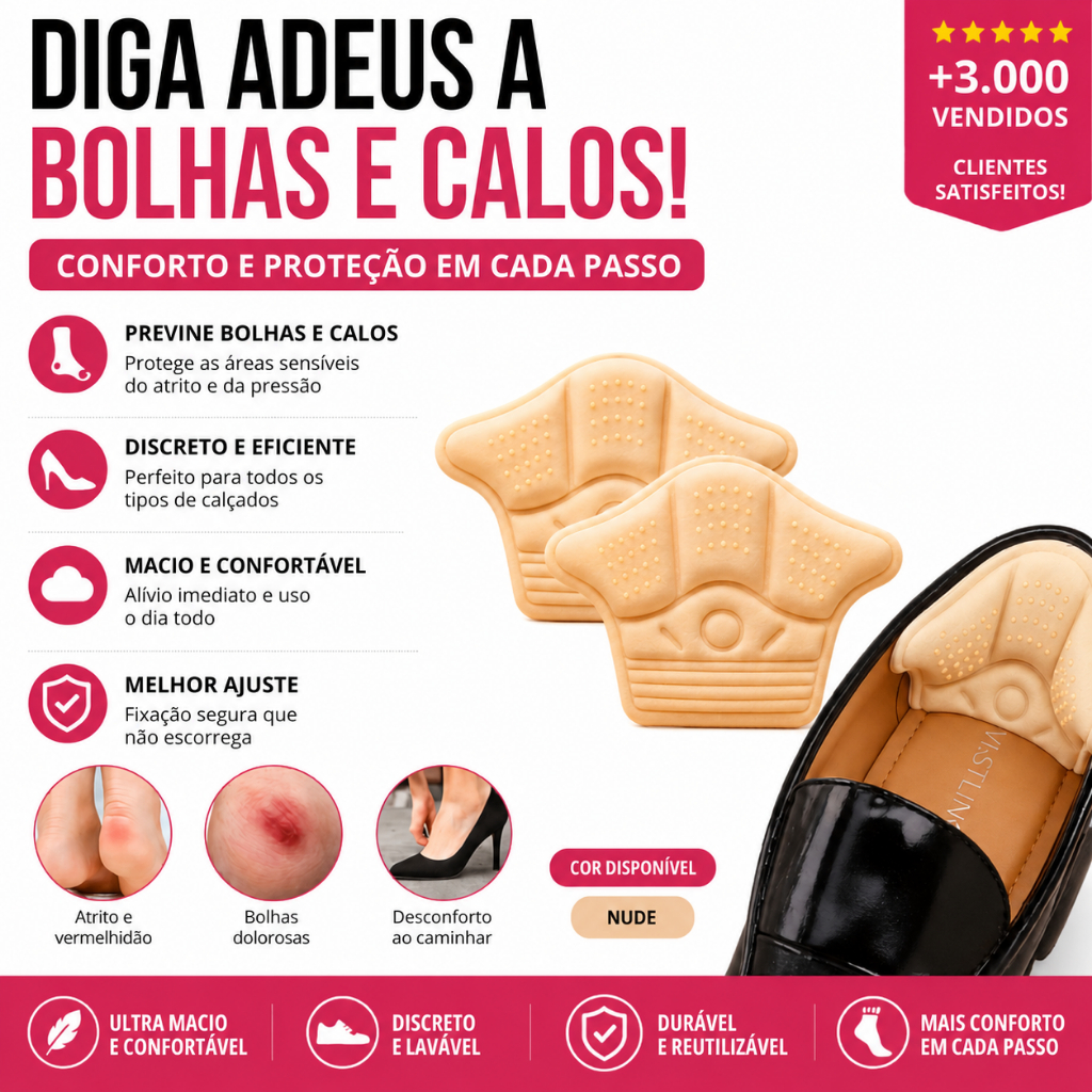 Protetor De Calcanhar Alto Conforto Dos Pés Tênis E Sapato Almofadado Evita Calo Bolha